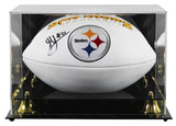 Steelers Jack Sawyer Signed Rawlings White Panel Logo Football W/ Case BAS Wit