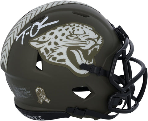 Trevor Lawrence Jaguars Signed Riddell 2022 Salute Service Mini Helmet-White Sig