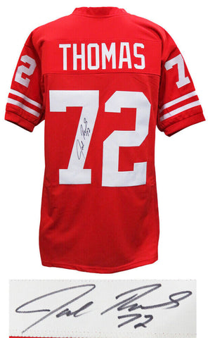JOE THOMAS Wisconsin Badgers Signed Red Football Jersey - SCHWARTZ