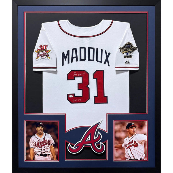 Greg Maddux Autographed Signed Framed Atlanta Braves Patches Jersey BECKETT