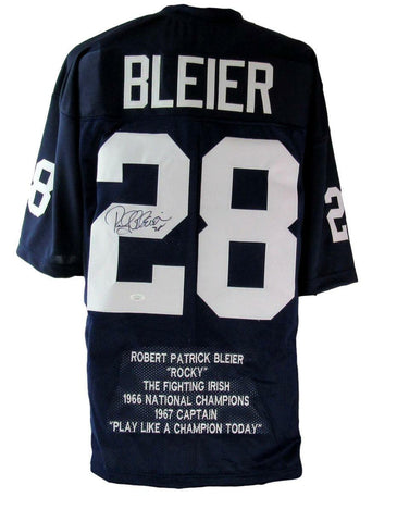 Rocky Bleier Autographed Custom Football Jersey with Stats Notre Dame JSA