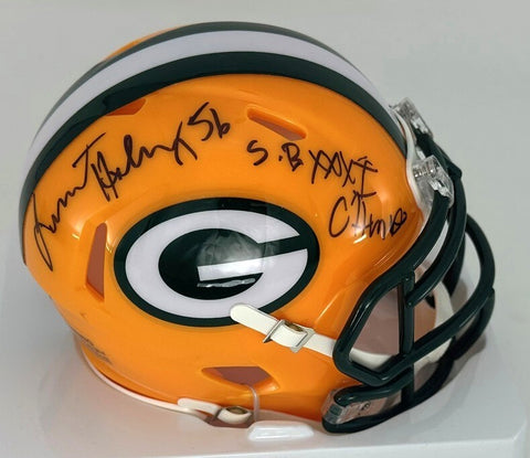 Packers LAMONT HOLLINQUEST Signed Riddell Mini Helmet AUTO w/ SB CHAMPS - BAS