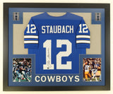 Roger Staubach Signed Dallas Cowboys 35"x 43" Framed Jersey (Beckett) All Pro QB