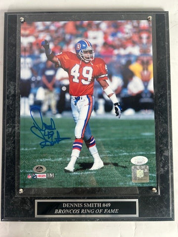 Dennis Smith Autographed Denver Broncos 8x10 Photo -- with Plaque | JSA COA