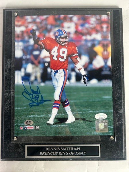 Dennis Smith Autographed Denver Broncos 8x10 Photo -- with Plaque | JSA COA