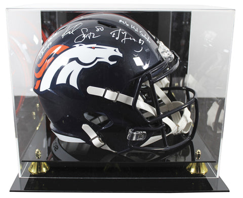 Broncos Rod Smith & Ed McCaffrey Signed Full Size Speed Rep Helmet W/ Case BAS W