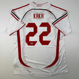 Autographed/Signed Ricardo Kaka AC Milan White Soccer Jersey Beckett BAS COA