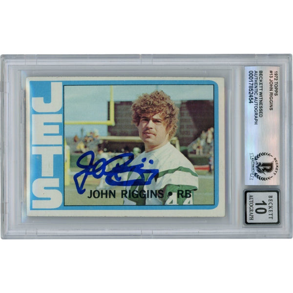 John Riggins Autographed 1972 Topps #13 Slabbed Trading Card Beckett 50606