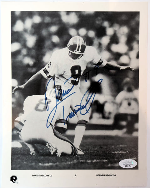 David Treadwell Autographed Denver Broncos B/W 8x10 Photo JSA COA