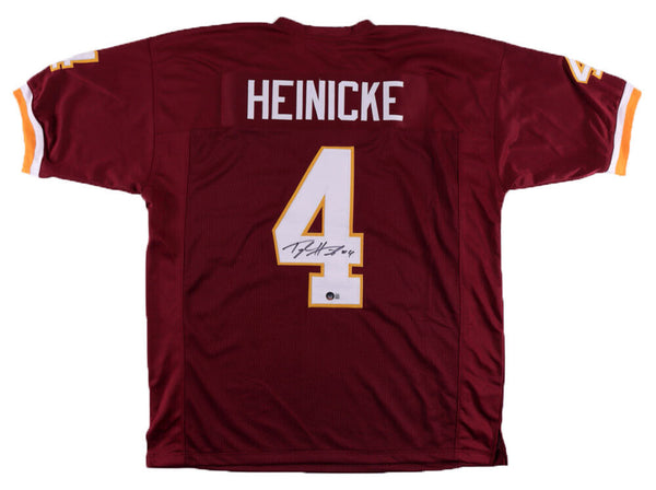 TAYLOR HEINICKE SIGNED WASHINGTON REDSKINS COMMANDERS #4 BURGUNDY JERSEY BECKETT