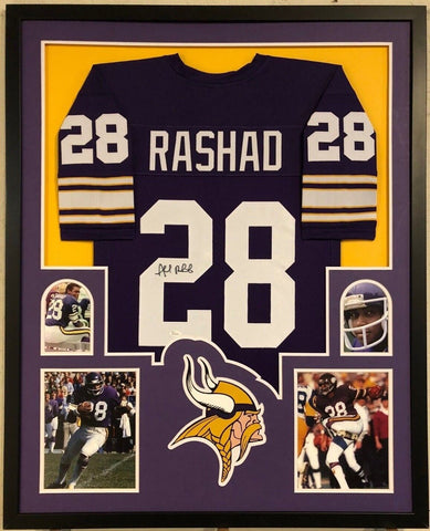 FRAMED MINNESOTA VIKINGS AHMAD RASHAD AUTOGRAPHED SIGNED JERSEY JSA COA