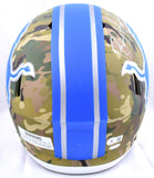Barry Sanders Autographed Detroit Lions F/S Camo Speed Helmet - Beckett W Holo