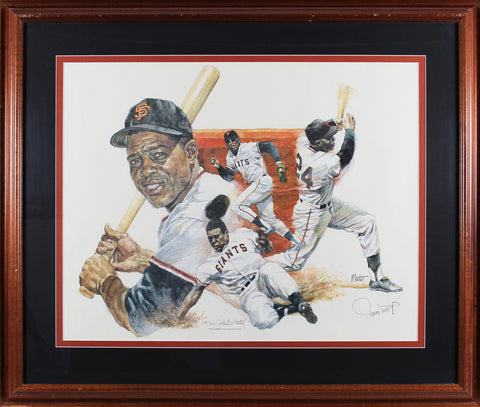 Giants Willie Mays Authentic Signed & Framed Lithograph LE #251/302 BAS #AB76903