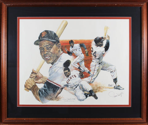 Giants Willie Mays Authentic Signed & Framed Lithograph LE #251/302 BAS #AB76903