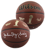 76ers Julius "Dr. J" Erving Signed Wilson Trophy Series Basketball BAS Witnessed