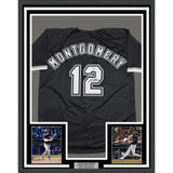 Framed Autographed Colson Montgomery 35x39 Chicago Black Jersey BAS COA
