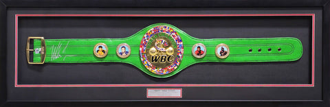 MIKE TYSON AUTOGRAPHED FRAMED WBC WORLD CHAMPIONSHIP GREEN BELT BECKETT 224816