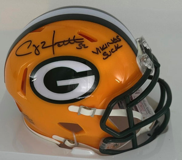 Packers CLAY MATTHEWS Signed Riddell Speed Mini Helmet AUTO w/ VIKINGS SUCK JSA