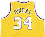 LAKERS SHAQUILLE SHAQ O'NEAL AUTOGRAPHED YELLOW JERSEY ON 4 BECKETT 191013