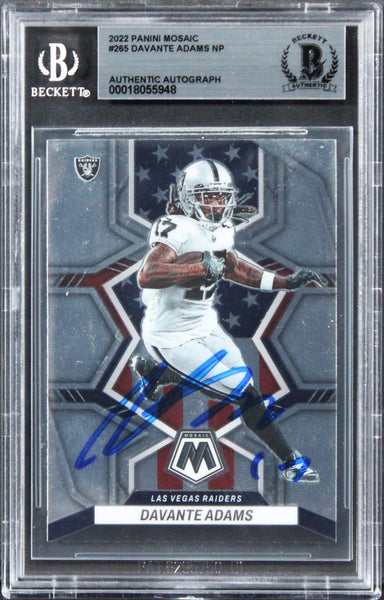 Raiders Davante Adams Authentic Signed 2022 Panini Mosaic #265 Card BAS Slabbed