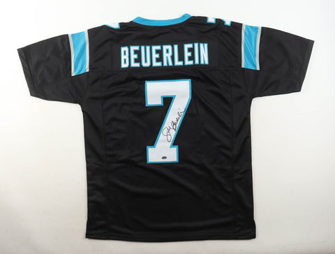 Steve Beuerlein Signed Carolina Panthers Jersey (Schwartz) Ex-Notre Dame Q.B.