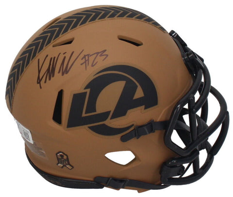 Kyren Williams Autographed Rams Salute to Service Mini Speed Helmet Beckett