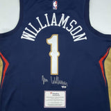 Signed ZION WILLIAMSON Pelicans Blue Nike Jersey Fanatics COA Auto