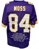Randy Moss Signed Minnesota Vikings Career Highlight Jersey (JSA) All Pro W.R.