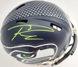 Russell Wilson Signed Seattle Seahawks Speed Mini Helmet In Green RW Holo