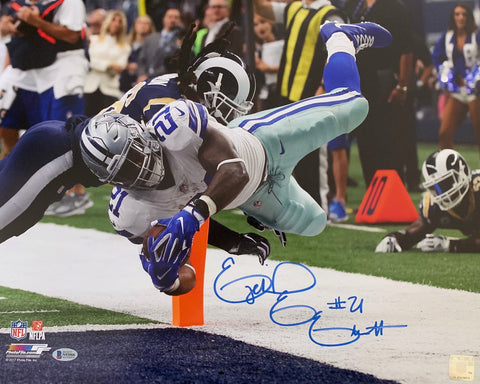 Ezekiel Elliott Signed Dallas Cowboys Touchdown 16x20 Photo Beckett Witnessed