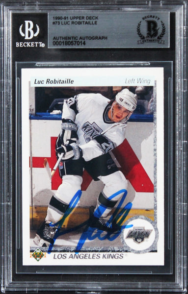 Kings Luc Robitaille Authentic Signed 1990 Upper Deck #73 Card BAS Slabbed