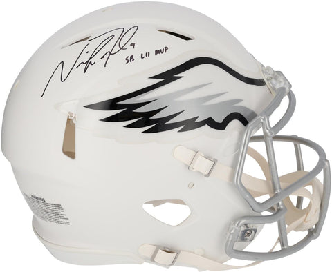 Nick Foles Eagles Signed Flat White Alternate Authentic Helmet & SB LII MVP Insc