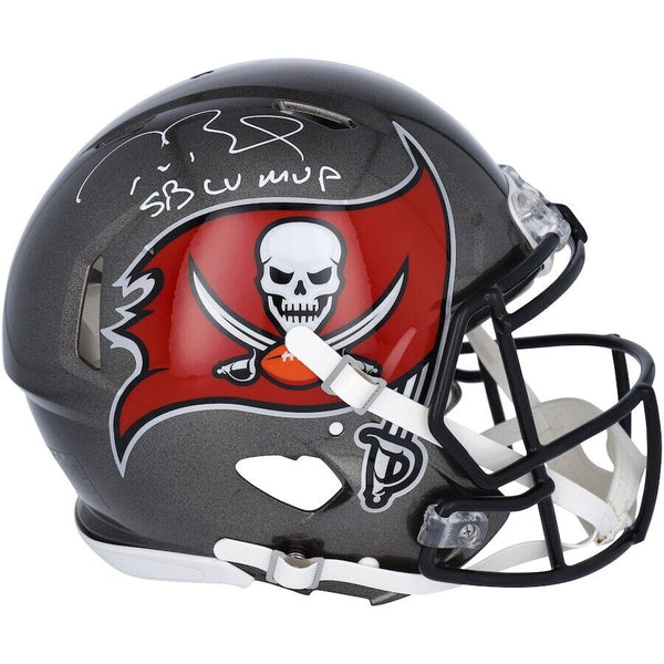 TOM BRADY Autographed "SB LV MVP" TB Buccaneers Authentic Speed Helmet FANATICS