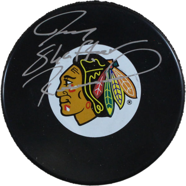 Jeremy Roenick Autographed Chicago Blackhawks Logo Puck Full Name Beckett 53839
