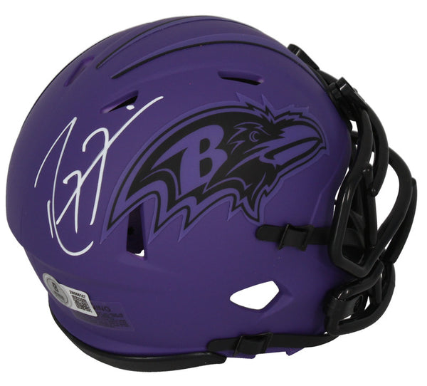 Ray Lewis Autographed Baltimore Ravens 'RAVE' Mini Speed Helmet Beckett