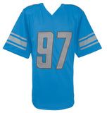 Aidan Hutchinson (LIONS) Signed Blue Custom Football Jersey - (SCHWARTZ COA)