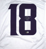 Justin Jefferson Autographed White Pro Style Jersey - Beckett W Hologram *Silver