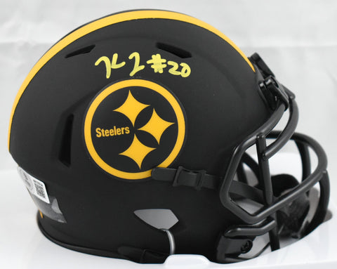 Kaleb Johnson Autographed Steelers Eclipse Speed Mini Helmet - Beckett W Holo