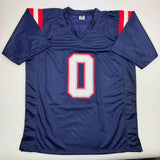 Autographed/Signed Christian Gonzalez New England Blue Football Jersey BAS COA