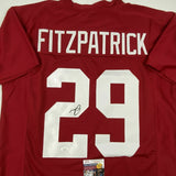 Autographed/Signed MINKAH FITZPATRICK Alabama Red Football Jersey JSA COA Auto