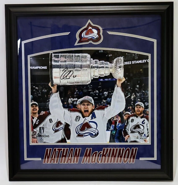 Nathan Mackinnon Signed 16x20 Photo Raising Stanley Cup Deluxe Frame Fanatics