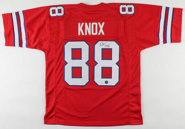 Dawson Knox Signed Bills Jersey (Pro Player Hologram) Buffalo 2019 #3 Pick T.E.