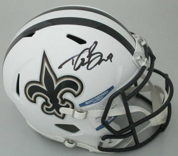 Saints DREW BREES Signed Full Size WHITE Replica Speed Helmet AUTO - Beckett