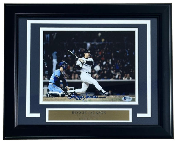 Reggie Jackson Signed Framed 8x10 New York Yankees 1981 ALDS Photo BAS