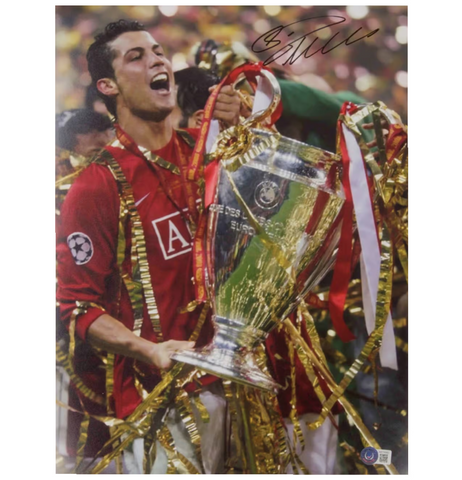 Cristiano Ronaldo Signed Man Utd Soccer Print Size 12'' x 16'' with Beckett COA