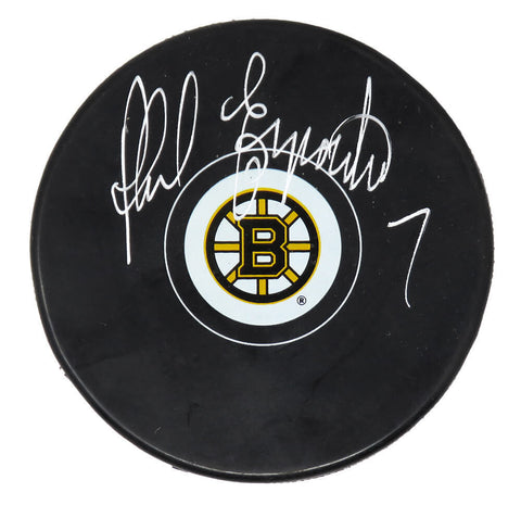 PHIL ESPOSITO Signed Boston Bruins Logo Hockey Puck - SCHWARTZ