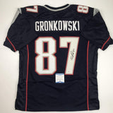 Autographed/Signed Rob Gronkowski New England Blue Jersey Beckett BAS COA Auto