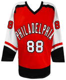 Eric Lindros (FLYERS) Signed Orange Custom Hockey Jersey w/HOF'16 (SCHWARTZ COA)