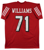 Trent Williams Authentic Signed Red Pro Style Jersey w/ Dropshadow BAS Witness