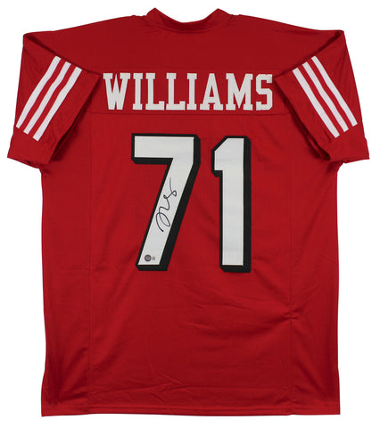 Trent Williams Authentic Signed Red Pro Style Jersey w/ Dropshadow BAS Witness